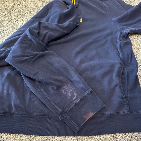 POLO RALPH LAUREN XXL Navy Yellow Mesh Knit 1/4 Quarter Zip R $138 - Picture 6 of 8